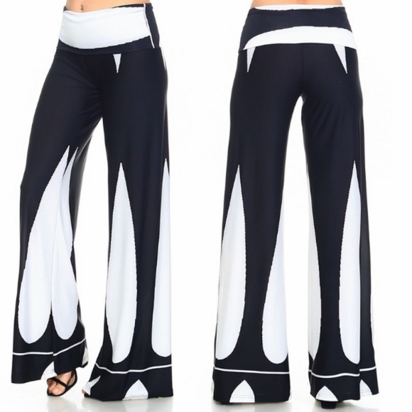 Pants - Black White High Waist Palazzo Pant *8-31 Arrival